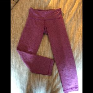 Marled pink cropped leggings w/ waistband pocket